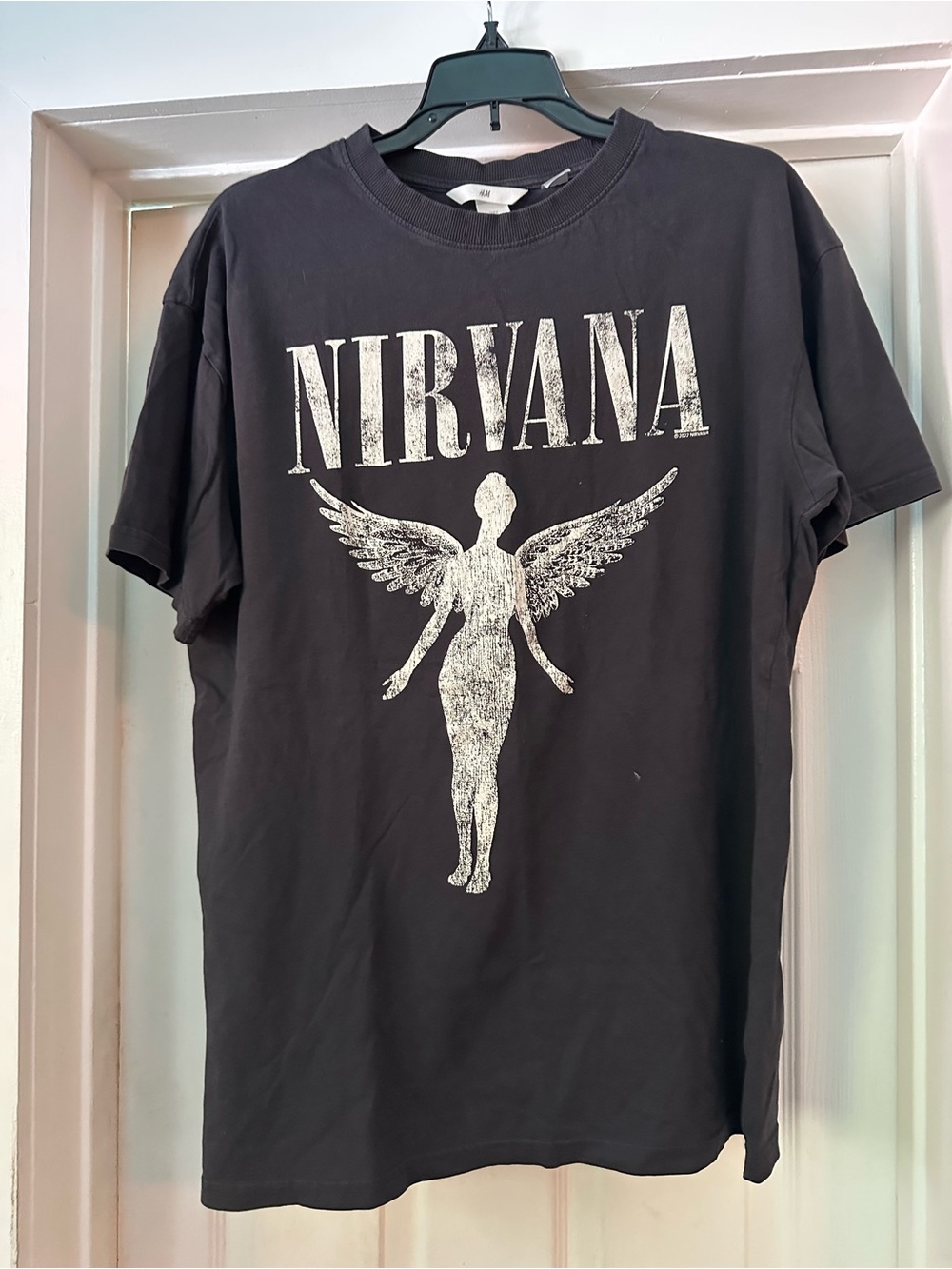 H&M Black Nirvana Angel Logo Tee